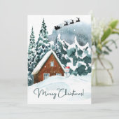 Kerstkaart - elegant, sneeuw, huis (Staand voorkant)