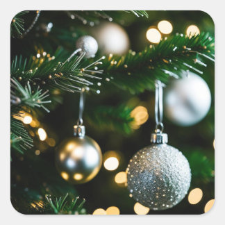 Kerstkaart en jaarultimo vierkante sticker