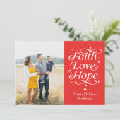 Kerstkaart 'Geloof Liefde Hoop' BEWERKBARE KLEUR (Staand voorkant)