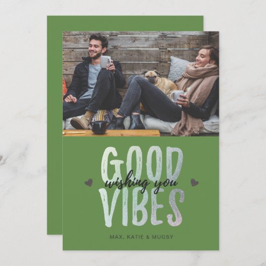 Kerstkaart | GOEDE VIBES - groen (Voorkant / Achterkant)