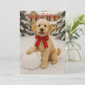 Kerstkaart Gouden Doodle Kaart (Staand voorkant)