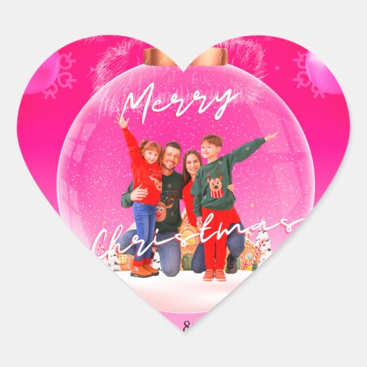 kerstkaart hart sticker (Voorkant)