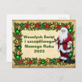 kerstkaart in het Pools Wesołych Świąt Briefkaart (Voorkant / Achterkant)