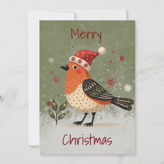 Kerstkaart in Scandinavische volkskunststijl (Voorkant)