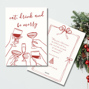 Kerstkaart in vintage rode retro stijl