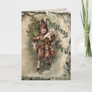 Kerstkaart in vintage Victoriaanse stijl Feestdagen Kaart