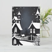 Kerstkaart in zwart-wit (Staand voorkant)