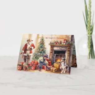 Kerstkaart Jongen Cowboylaarzen voor Kerst Feestdagen Kaart