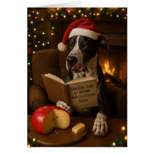 Kerstkaart 'Kaasbelasting' met Great Dane