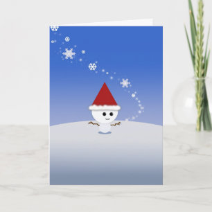 Kerstkaart Kawaii Sneeuwman Schattig! Feestdagen Kaart