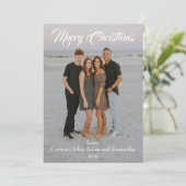 Kerstkaart Kerst foto jaar witte script (Staand voorkant)