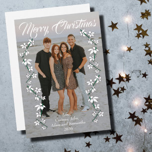 Kerstkaart Kerst foto jaar witte script