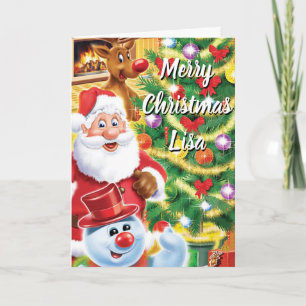 Kerstkaart Kerstman en vrienden personages Feestdagen Kaart