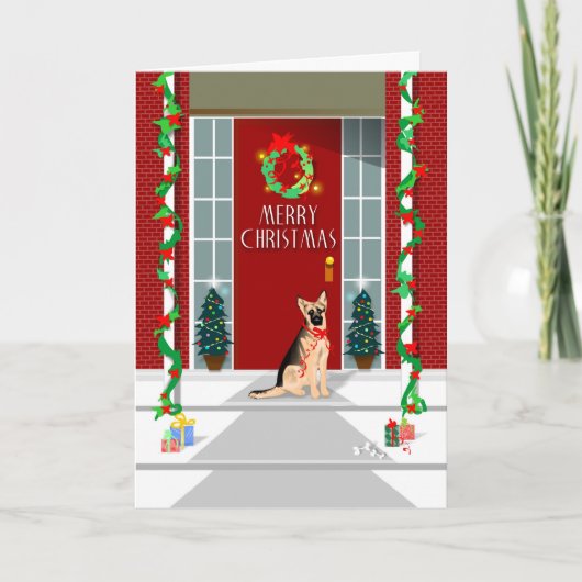 Kerstkaart - Kerstmis van de Duitse herder Feestdagen Kaart (Voorkant)