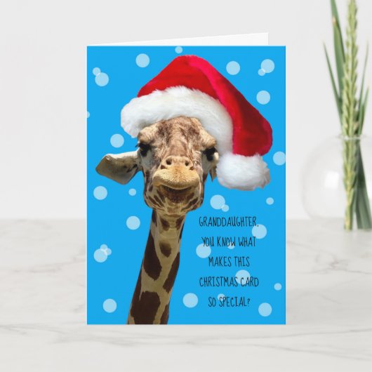 Kerstkaart kleindochter Giraffe Kaart (Voorkant)