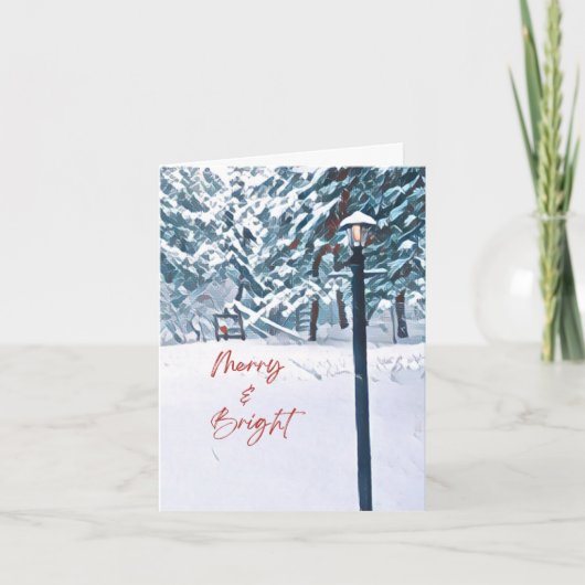 Kerstkaart Merry and Bright Feestdagen Kaart (Voorkant)