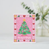 Kerstkaart Merry & Bright (Staand voorkant)