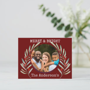 Kerstkaart Merry & Bright 1 foto Hulst. Briefkaart