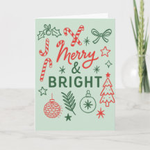 Kerstkaart Merry & Bright Vintage