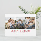 Kerstkaart met 3 foto's: Merry & Bright Kaart (Staand voorkant)
