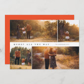Kerstkaart met 4-foto collage 'Merry All the Way' Kaart (Voorkant / Achterkant)