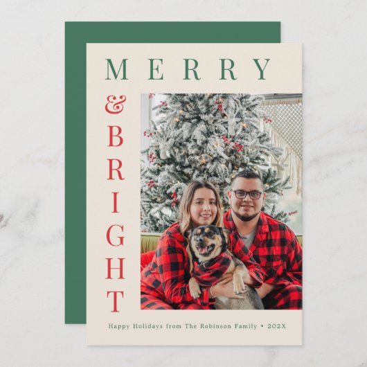 kerstkaart met aangepaste foto en eenvoudige tekst (Voorkant / Achterkant)