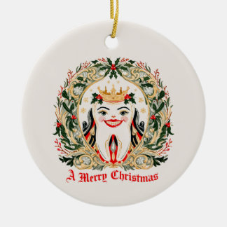 Kerstkaart met antieke tandarts-tand keramisch ornament