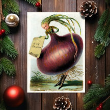 Kerstkaart met antieke Victoriaanse ui
