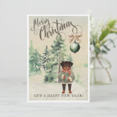 Kerstkaart met aquarel van Rottweiler-hond uit het (Staand voorkant)