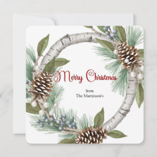 Kerstkaart met Aspen Krans en Denneappels