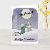 Kerstkaart met Australian Shepherd Kaart (Gele Bloem)