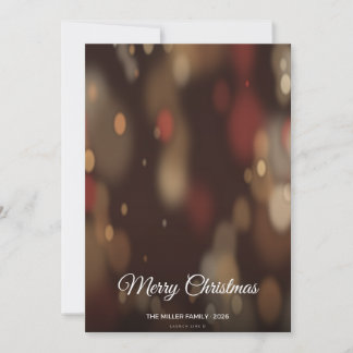 Kerstkaart met avondgloed en volledige foto