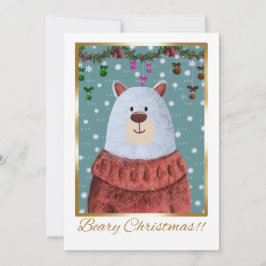 Kerstkaart met beer Schattige beer in een feesteli Kaart