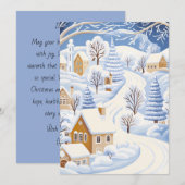 Kerstkaart met besneeuwd dorpspad (Voorkant / Achterkant)