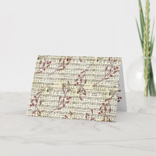 Kerstkaart met blad muziek van Deck the Halls Feestdagen Kaart