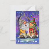 Kerstkaart met blije kabouters notitiekaartje (Voorkant)