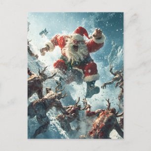Kerstkaart met blije zombie briefkaart
