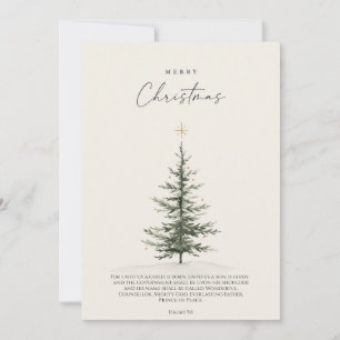 Kerstkaart met boom en Bijbelvers Bedankkaart