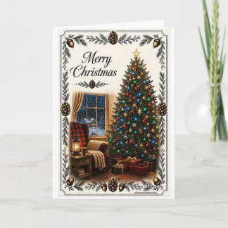 Kerstkaart met boom feestdagen kaart
