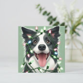 Kerstkaart met Bordercollie (Staand voorkant)