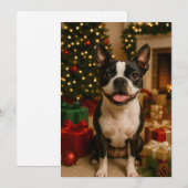Kerstkaart met Boston Terrier Kaart (Voorkant / Achterkant)