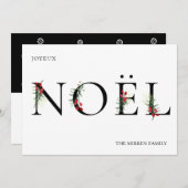 Kerstkaart met botanische decoratie NOEL (Voorkant / Achterkant)