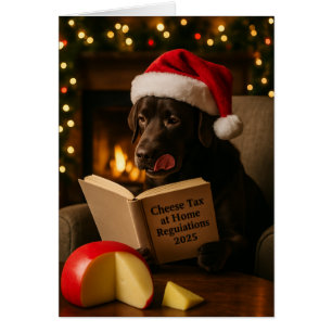 Kerstkaart met bruine labrador 'Kaasbelasting'