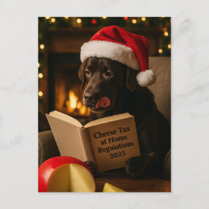 Kerstkaart met bruine Labrador 'Kaasbelasting' Briefkaart
