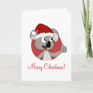 Kerstkaart met cartoon koala feestdagen kaart