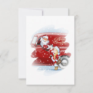 kerstkaart met cartoon Snow Maiden - Postman