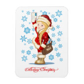 kerstkaart met cartoon Snow Maiden - Postman Magneet (Verticaal)