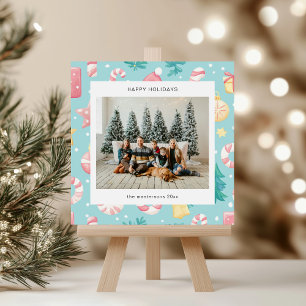 Kerstkaart met Cartoonstijl Pastel Illustraties