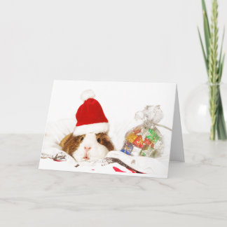 KERSTKAART MET Cavia MET KERSTMUTS Kaart