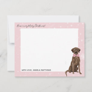 Kerstkaart met chocolade labrador retriever notitiekaartje